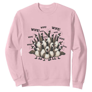 Silly Goose Wife Sweatshirt Funny Marriage Chaos Wifehood TS12 Light Pink Print Your Wear