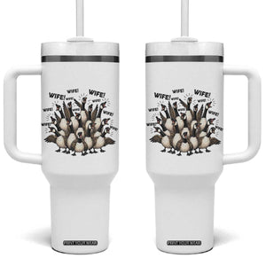 Silly Goose Wife Tumbler With Handle Funny Marriage Chaos Wifehood TS12 One Size: 40 oz White Print Your Wear