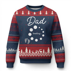 Dad Loading 2026 Ugly Christmas Sweater Future Dad Announcement TS12 Navy Red Print Your Wear