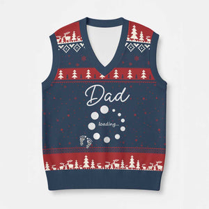 Dad Loading 2026 V-Neck Knit Sweater Vest Future Dad Announcement TS12 Navy Red Print Your Wear