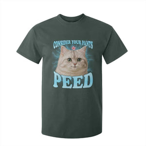 Funny Cat T Shirt For Kid Consider Your Pants Peed Meme Saying TS12 Dark Forest Green Print Your Wear