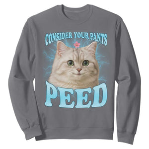 Funny Cat Sweatshirt Consider Your Pants Peed Meme Saying TS12 Charcoal Print Your Wear