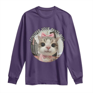 Consider Your Pants Peed Long Sleeve Shirt Funny Cat Meme Saying TS12 Purple Print Your Wear