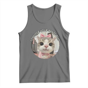 Consider Your Pants Peed Tank Top Funny Cat Meme Saying TS12 Black Heather Print Your Wear
