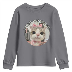 Consider Your Pants Peed Youth Sweatshirt Funny Cat Meme Saying TS12 Charcoal Print Your Wear