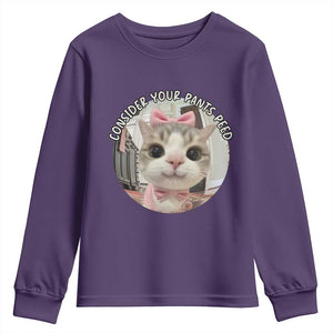 Consider Your Pants Peed Youth Sweatshirt Funny Cat Meme Saying TS12 Purple Print Your Wear