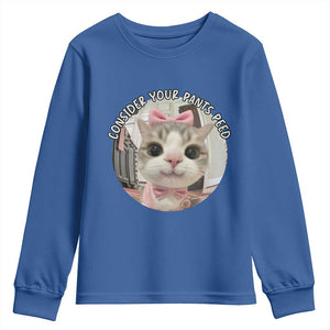 Consider Your Pants Peed Youth Sweatshirt Funny Cat Meme Saying TS12 Royal Blue Print Your Wear