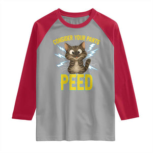 Funny Cat Lover Raglan Shirt Consider Your Pants Peed Quote TS12 Sport Gray Red Print Your Wear