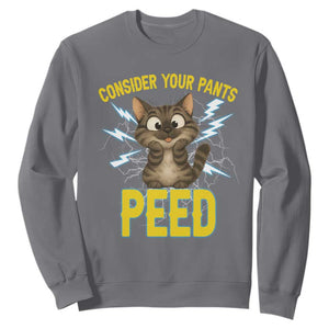 Funny Cat Lover Sweatshirt Consider Your Pants Peed Quote TS12 Charcoal Print Your Wear