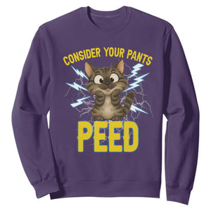 Funny Cat Lover Sweatshirt Consider Your Pants Peed Quote TS12 Purple Print Your Wear
