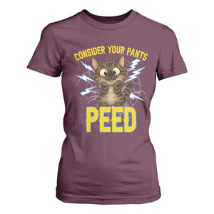 Funny Cat Lover T Shirt For Women Consider Your Pants Peed Quote TS12 Maroon Print Your Wear