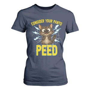 Funny Cat Lover T Shirt For Women Consider Your Pants Peed Quote TS12 Navy Print Your Wear