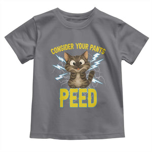 Funny Cat Lover Toddler T Shirt Consider Your Pants Peed Quote TS12 Charcoal Print Your Wear