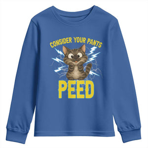 Funny Cat Lover Youth Sweatshirt Consider Your Pants Peed Quote TS12 Royal Blue Print Your Wear