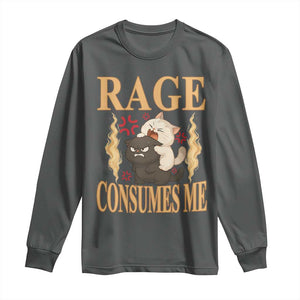 Cute Cat Long Sleeve Shirt Rage Is Consuming Me TS12 Dark Heather Print Your Wear