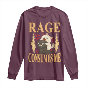Cute Cat Long Sleeve Shirt Rage Is Consuming Me TS12 Maroon Print Your Wear