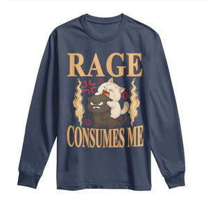 Cute Cat Long Sleeve Shirt Rage Is Consuming Me TS12 Navy Print Your Wear