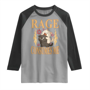 Cute Cat Raglan Shirt Rage Is Consuming Me TS12 Sport Gray Black Print Your Wear