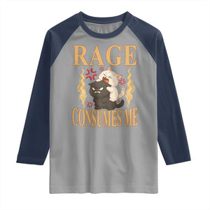 Cute Cat Raglan Shirt Rage Is Consuming Me TS12 Sport Gray Navy Print Your Wear