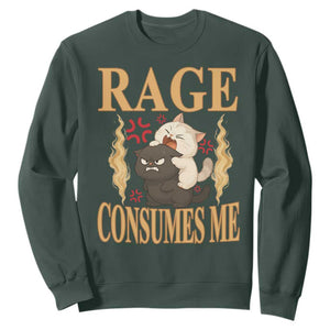 Cute Cat Sweatshirt Rage Is Consuming Me TS12 Dark Forest Green Print Your Wear