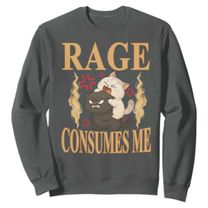 Cute Cat Sweatshirt Rage Is Consuming Me TS12 Dark Heather Print Your Wear