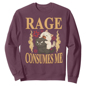 Cute Cat Sweatshirt Rage Is Consuming Me TS12 Maroon Print Your Wear