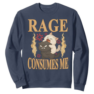 Cute Cat Sweatshirt Rage Is Consuming Me TS12 Navy Print Your Wear
