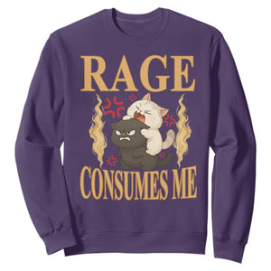 Cute Cat Sweatshirt Rage Is Consuming Me TS12 Purple Print Your Wear