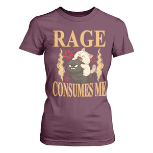 Cute Cat T Shirt For Women Rage Is Consuming Me TS12 Maroon Print Your Wear