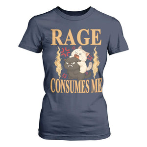 Cute Cat T Shirt For Women Rage Is Consuming Me TS12 Navy Print Your Wear