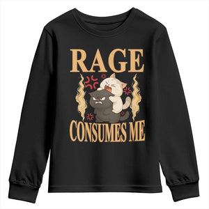 Cute Cat Youth Sweatshirt Rage Is Consuming Me TS12 Black Print Your Wear