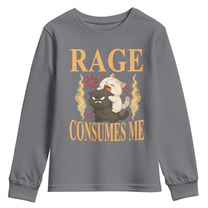 Cute Cat Youth Sweatshirt Rage Is Consuming Me TS12 Charcoal Print Your Wear