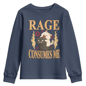 Cute Cat Youth Sweatshirt Rage Is Consuming Me TS12 Navy Print Your Wear