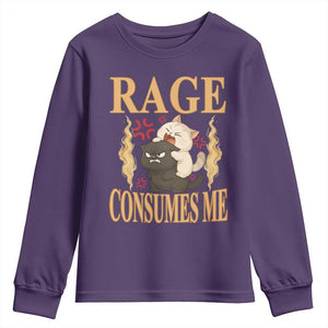 Cute Cat Youth Sweatshirt Rage Is Consuming Me TS12 Purple Print Your Wear
