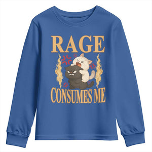 Cute Cat Youth Sweatshirt Rage Is Consuming Me TS12 Royal Blue Print Your Wear