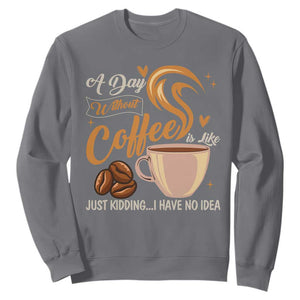 Coffee Lover Sweatshirt A Day Without Coffee I Have No Idea TS12 Charcoal Print Your Wear