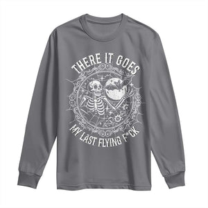 There It Goes My Last Flying F*ck Long Sleeve Shirt Funny Skeleton Quote TS12 Charcoal Print Your Wear