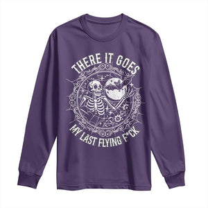 There It Goes My Last Flying F*ck Long Sleeve Shirt Funny Skeleton Quote TS12 Purple Print Your Wear