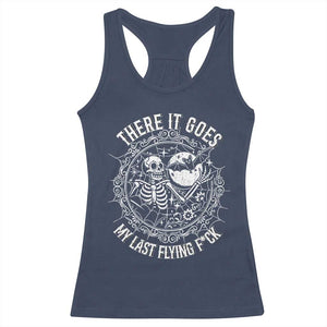 There It Goes My Last Flying F*ck Racerback Tank Top Funny Skeleton Quote TS12 Navy Print Your Wear
