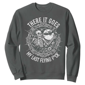 There It Goes My Last Flying F*ck Sweatshirt Funny Skeleton Quote TS12 Dark Heather Print Your Wear
