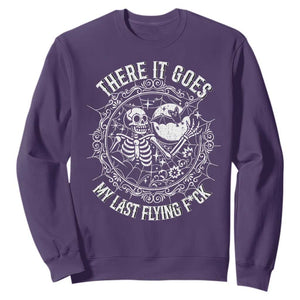 There It Goes My Last Flying F*ck Sweatshirt Funny Skeleton Quote TS12 Purple Print Your Wear