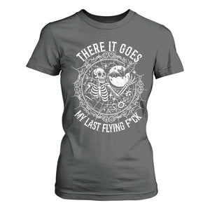 There It Goes My Last Flying F*ck T Shirt For Women Funny Skeleton Quote TS12 Dark Heather Print Your Wear