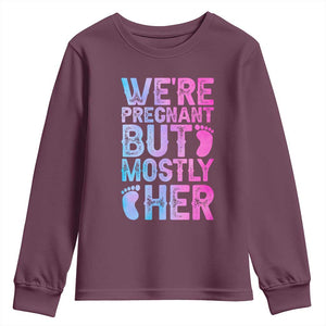 Funny First Time Parents Gift Youth Sweatshirt We Are Pregnant But Mostly Her