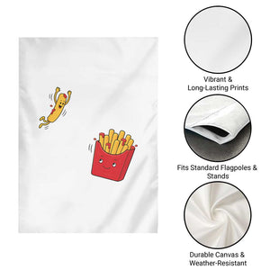 Funny French Fry Jumping Into Fries Box Garden Flag Fast Food Lover