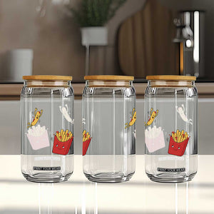 Funny French Fry Jumping Into Fries Box Glass Can Fast Food Lover