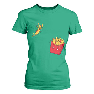 Funny French Fry Jumping Into Fries Box T Shirt For Women Fast Food Lover
