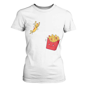 Funny French Fry Jumping Into Fries Box T Shirt For Women Fast Food Lover