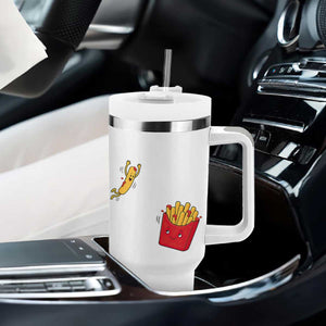 Funny French Fry Jumping Into Fries Box Tumbler With Handle Fast Food Lover