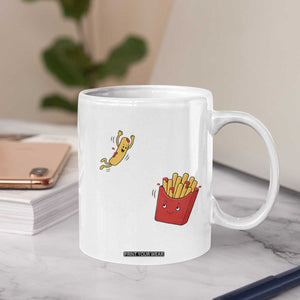 Funny French Fry Jumping Into Fries Box Coffee Mug Fast Food Lover
