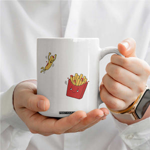 Funny French Fry Jumping Into Fries Box Coffee Mug Fast Food Lover